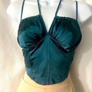 LA Hearts dark green silk crop